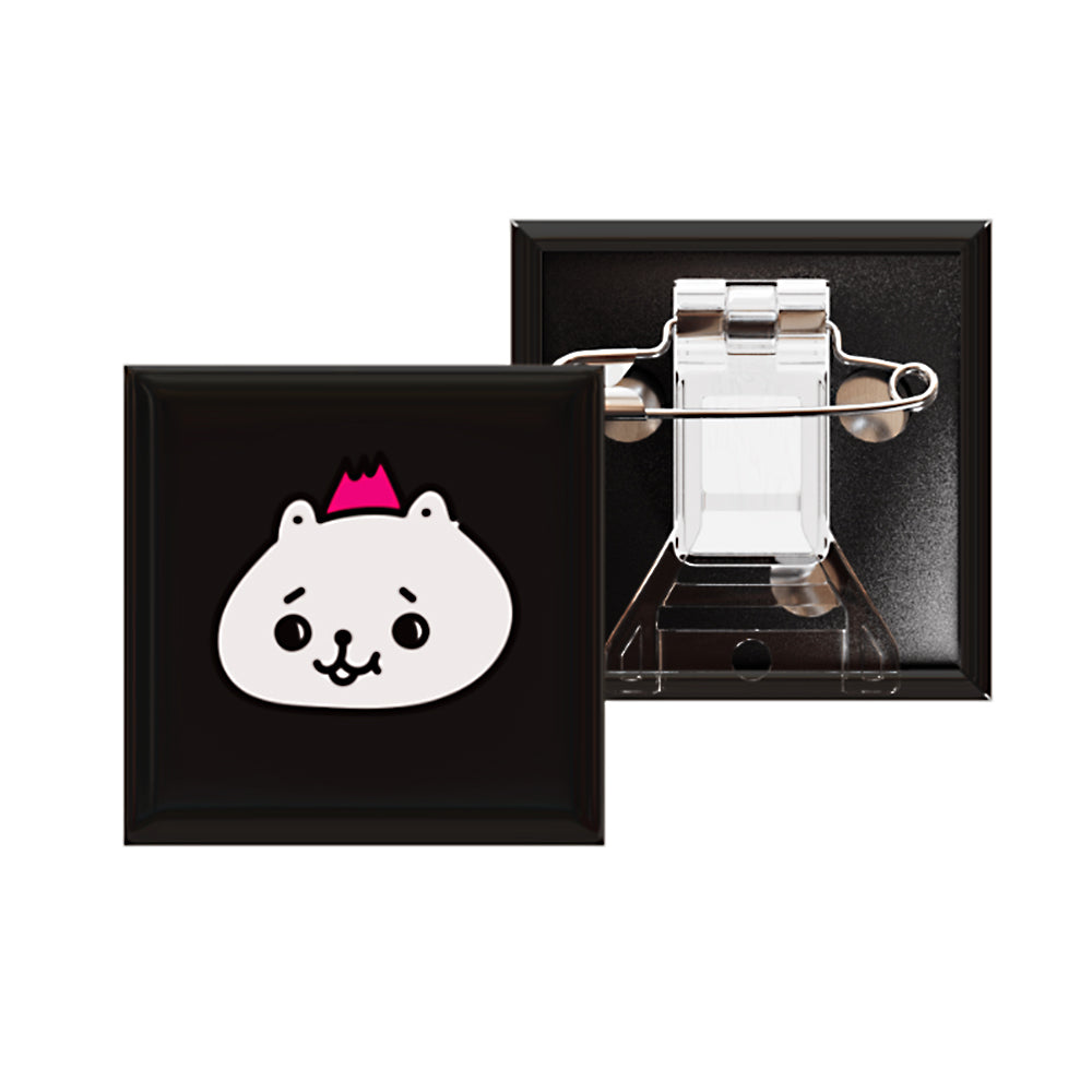 チョピやまスタンドピン缶バッジ(40mm・正方形・スクエア・ブラック)