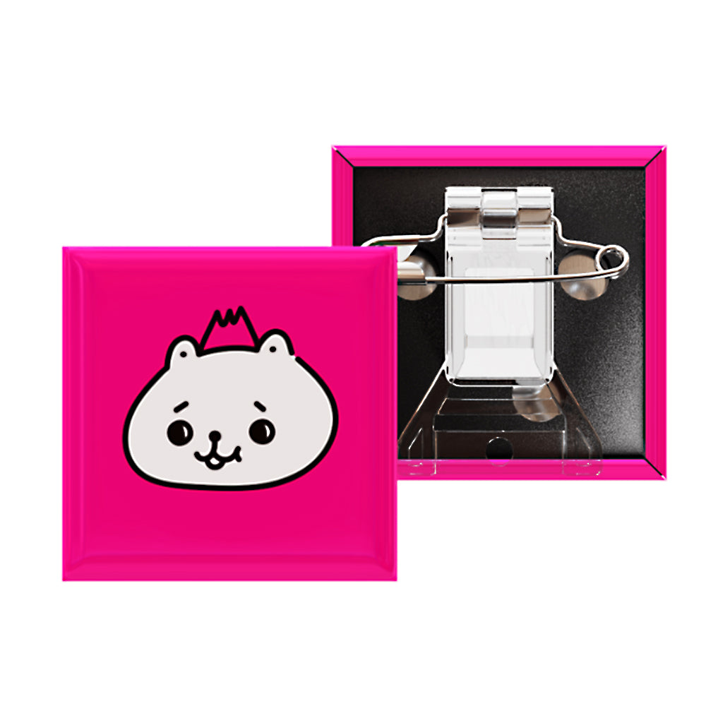 チョピやまスタンドピン缶バッジ(40mm・正方形・スクエア・レッド)