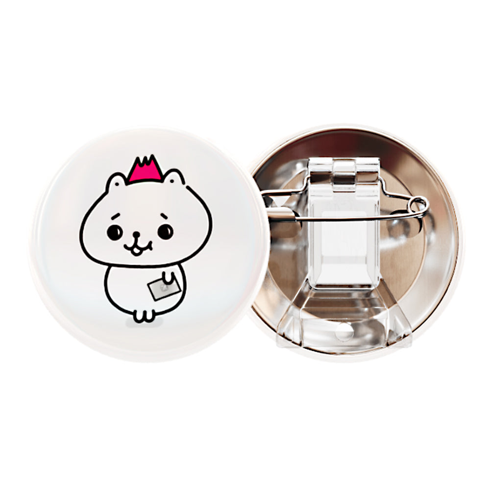チョピやま(全身)缶バッジ スタンドピン(44mm・ホワイト)