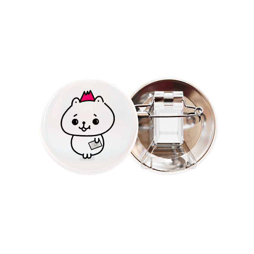 チョピやま(全身)缶バッジ スタンドピン(44mm・ホワイト)