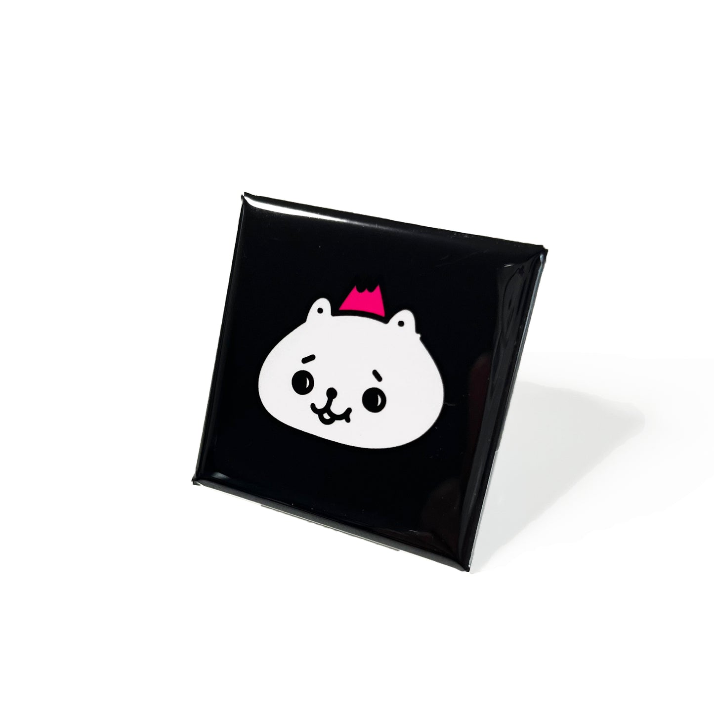 チョピやまスタンドピン缶バッジ(40mm・正方形・スクエア・ブラック)